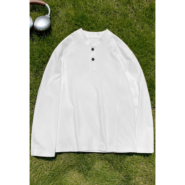 Herren Lässiges Langarmshirt mit Knopfleiste Drune