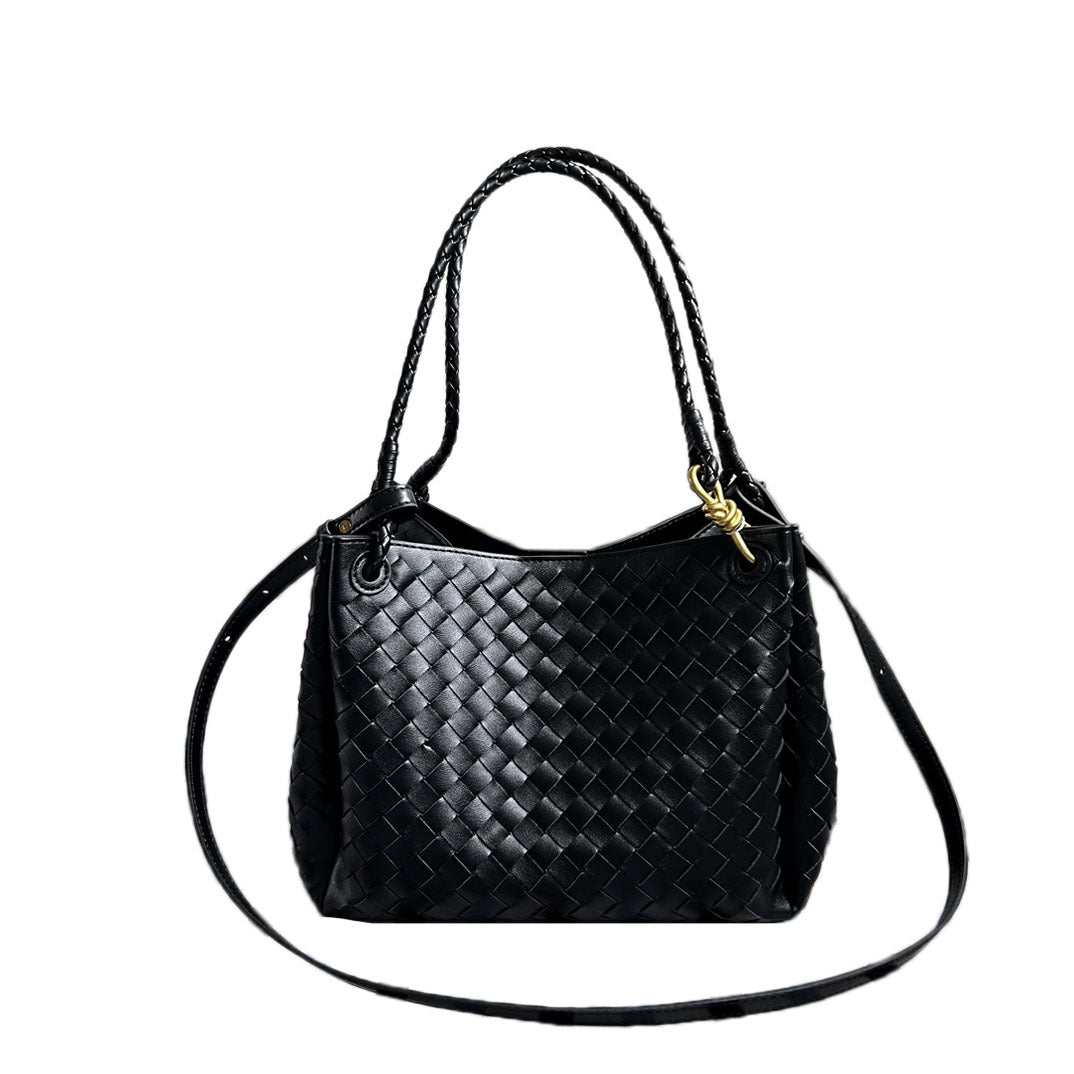 Damen Woven Leather Tote Bag mit verstellbarem Schultergurt Drune