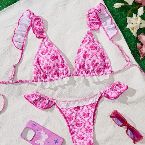 Damen Triangel-Bikini mit verspielten Rüschendetails Drune