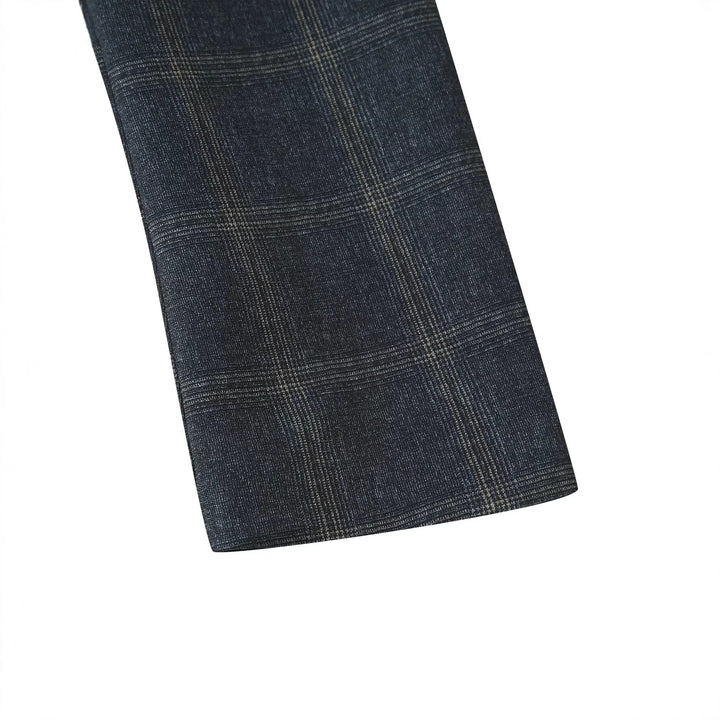 Damen Gerade geschnittener Glencheck-Blazer mit Stehkragen und Pattentaschen Drune