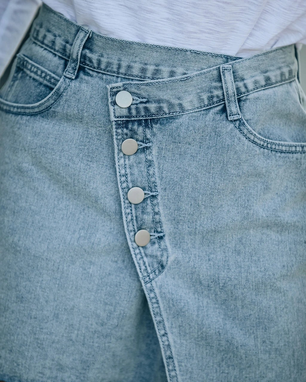 Damen Jeansrock mit asymmetrischem Schnitt und Knopfleiste Drune