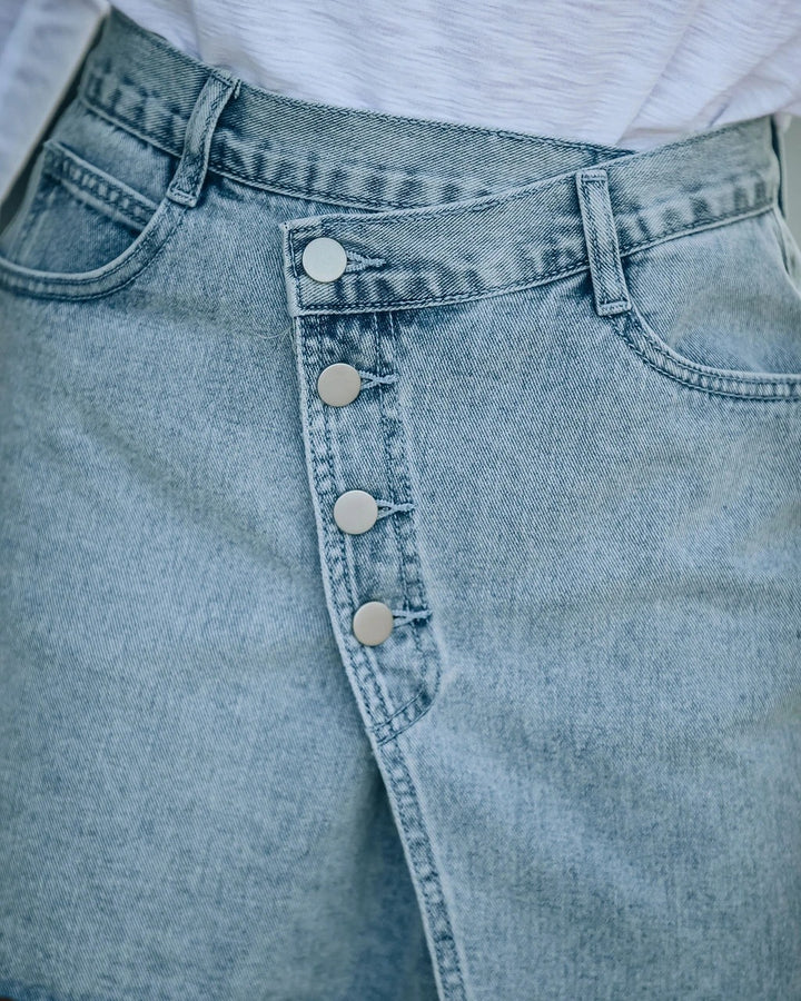 Damen Jeansrock mit asymmetrischem Schnitt und Knopfleiste Drune