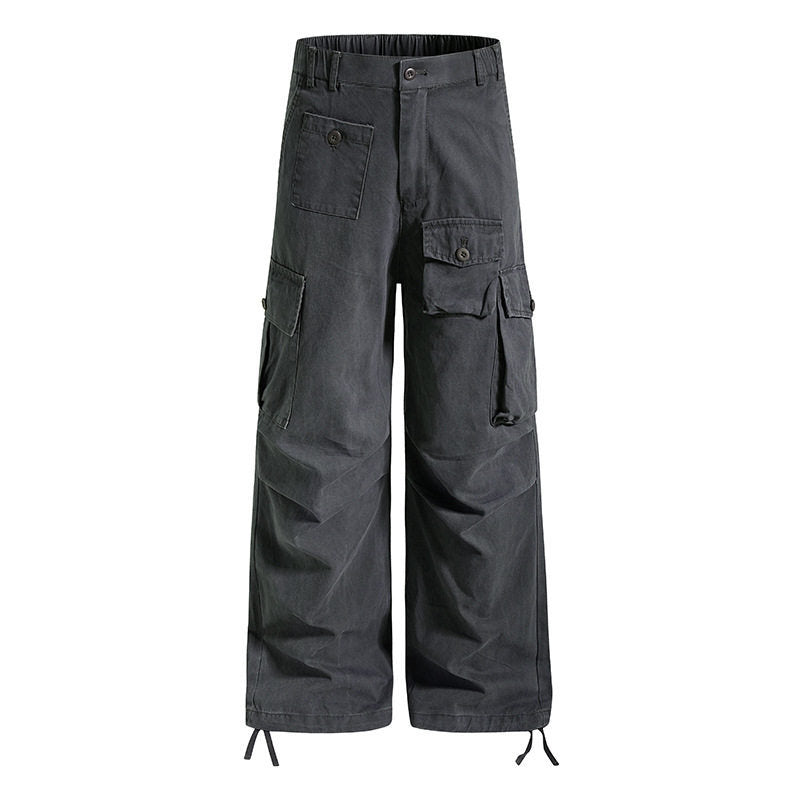 Damen weite Cargo-Hose im Utility-Stil mit Multifunktions-Taschen und Saum-Tunnelzug Drune