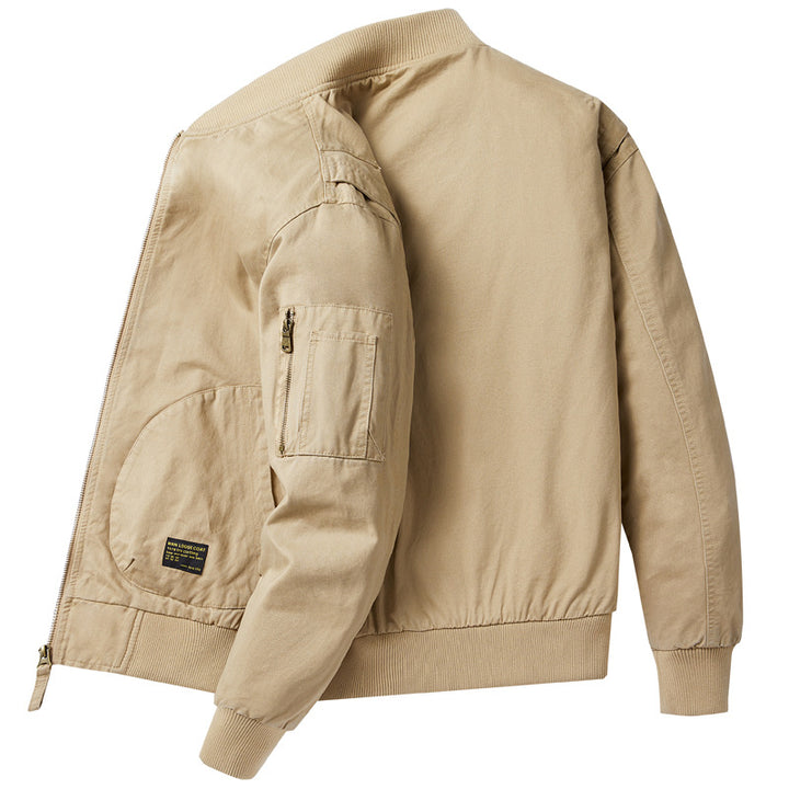Herren  Baumwoll-Twill Utility Flight Bomberjacke mit geripptem Saum, Ärmeln, Reißverschlusstaschen und verstärkten Patten pockets Drune