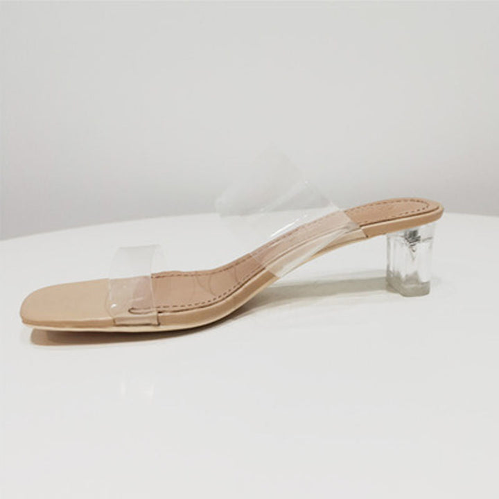 Damen elegante transparente Blockabsatz-Sandalen Drune