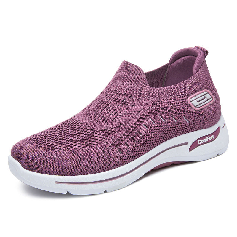 Damen nan ultraleichter gestrickter Slip-On Walking-Sneaker mit nahtlosem Sockenschaft und dämpfender EVA-Comfort-Zwischensohle Drune