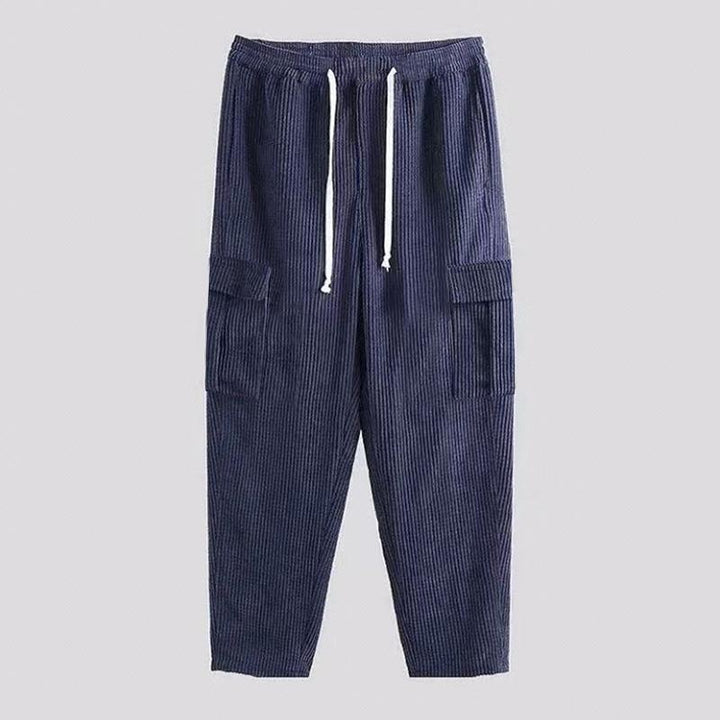 Herren nan Cord-Cargo-Jogginghose mit elastischem Komfortbund, Kordelzug und aufgesetzten Cargotaschen Drune