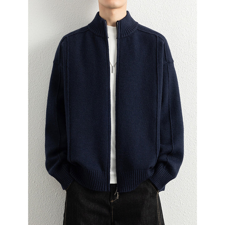 Herren Hochwertiger Strickjacke mit Stehkragen Drune
