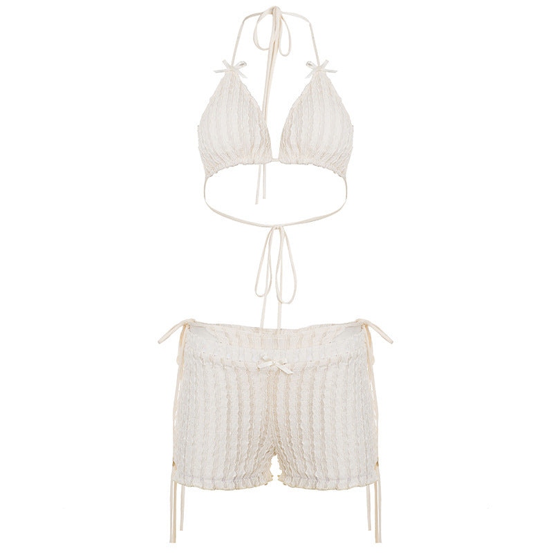 Damen Triangel-Bikini-Set mit verstellbaren Trägern und Rüschendetails Drune