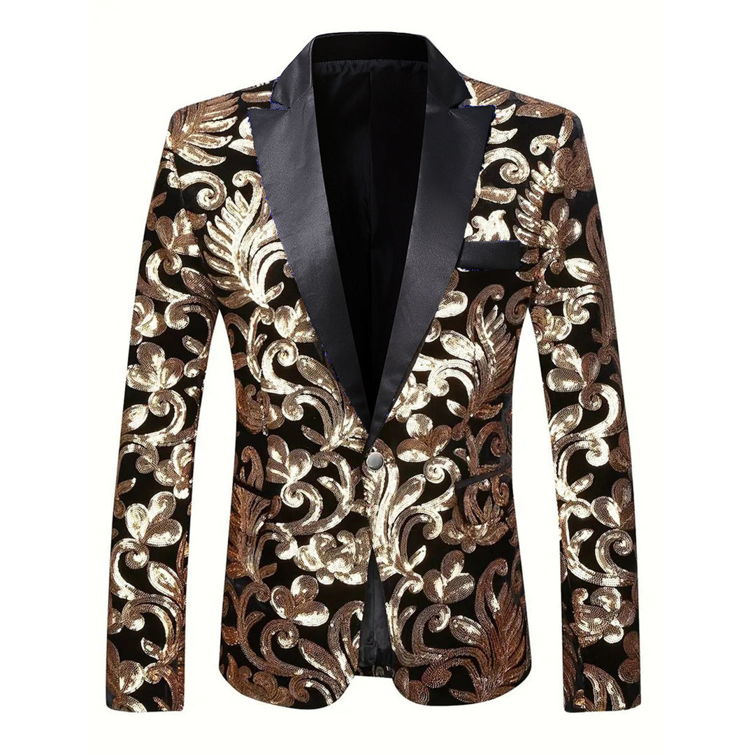 Herren eleganter Pailletten-Blazer im luxuriösen floralem Design Drune