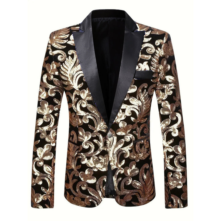 Herren eleganter Pailletten-Blazer im luxuriösen floralem Design Drune