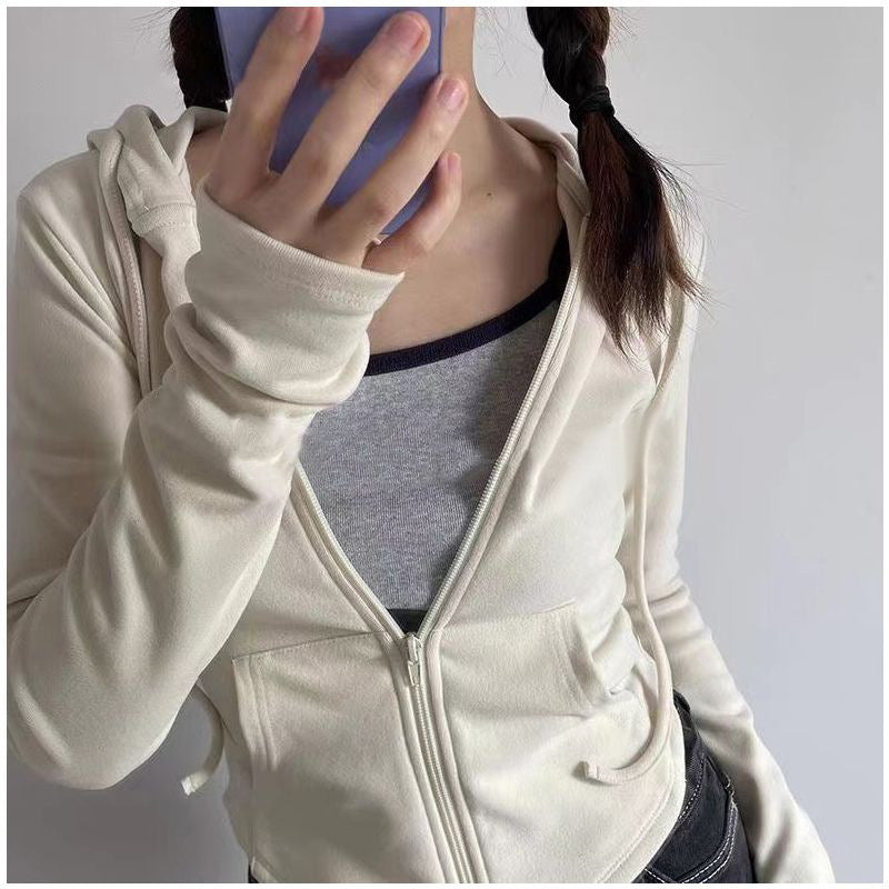 Damen sportliche Kapuzenjacke mit Reißverschluss und gemütlichem Schnitt Drune
