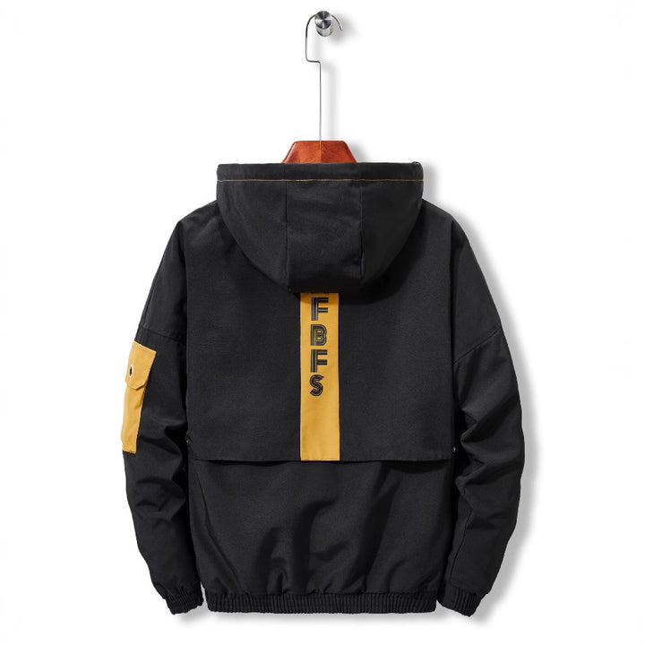 Herren Utility-Kapuzenshelljacke mit Multifachtaschen und kontrastgefütterter Kapuze Drune