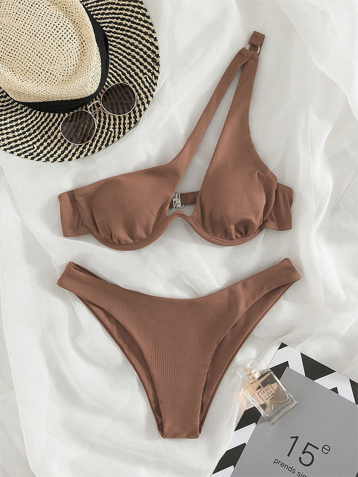 Damen Triangel-Bikini mit asymmetrischem Schnitt und strukturiertem Design Drune