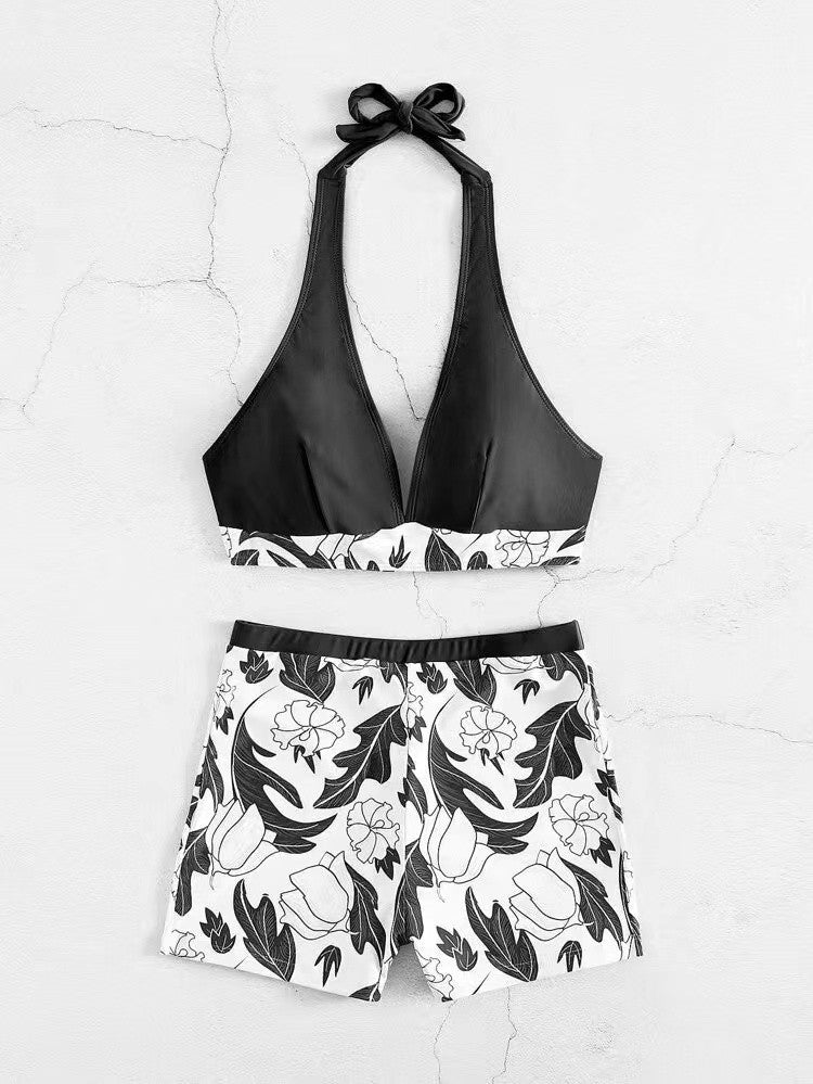Damen Triangel-Bikini mit floralem Shorts-Design Drune