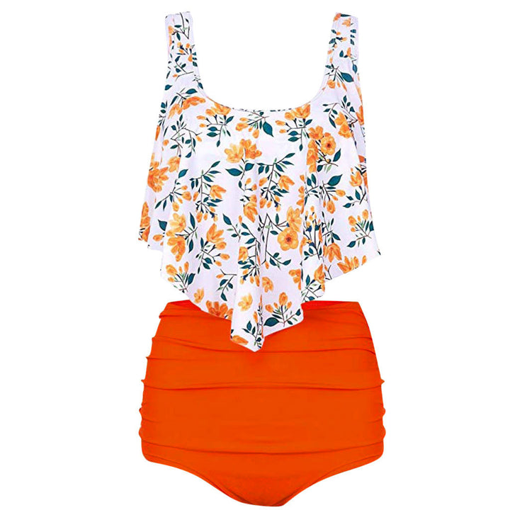 Damen Bikiniset mit floralem Oberteil und hohem Taillenslip Drune