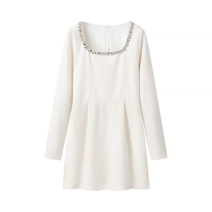 Damen nan elegantes Minikleid mit quadratischem Ausschnitt und Kristallbesatz Drune