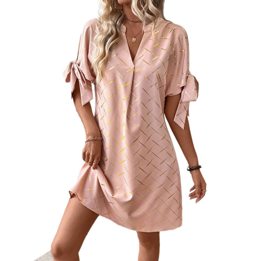 Damen lässiges Kleid mit leichten Puffärmeln Drune