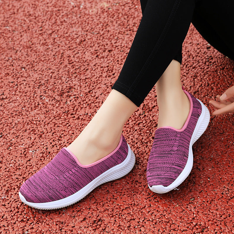 Damen nan leichte Slipper-Walkingschuhe mit atmungsaktivem gestricktem Obermaterial Drune