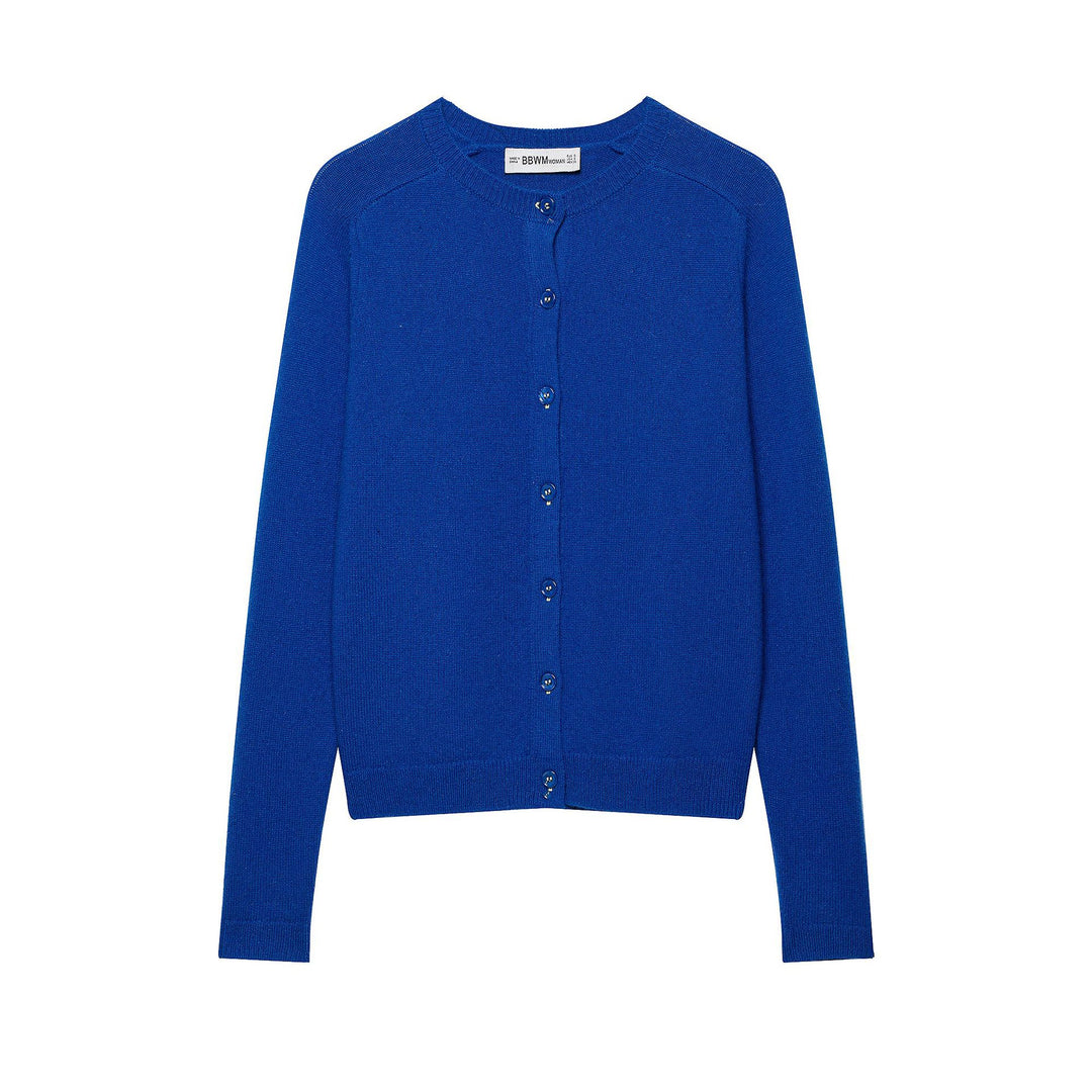 Damen Feinstrick-Cropped-Cardigan mit Rundhalsausschnitt und Perlmuttknöpfen Drune