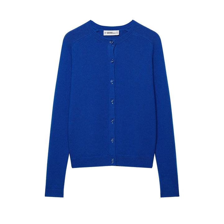 Damen Feinstrick-Cropped-Cardigan mit Rundhalsausschnitt und Perlmuttknöpfen Drune