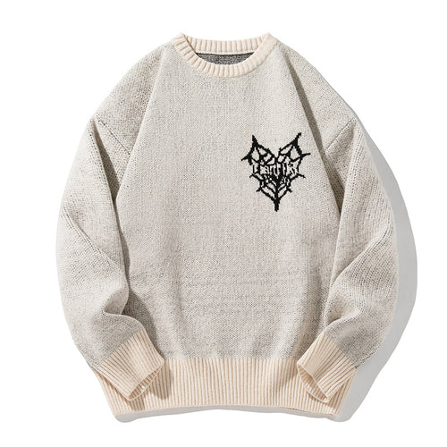 Unisex Oversize Strickpullover mit Logointarsie, Rundhals und gerippten Bündchen Drune