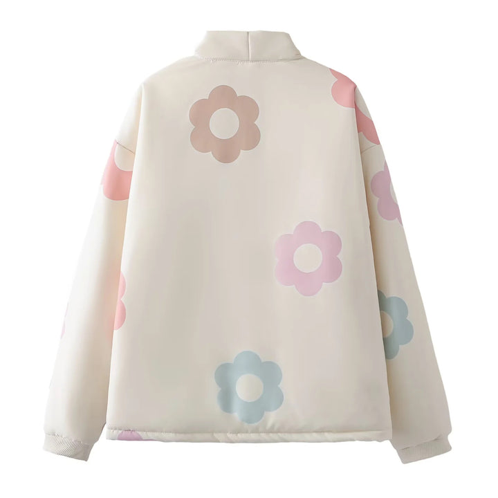 Damen nan gesteppte Kimono-Shortjacke mit wattierter Füllung und floraler Applikation Drune