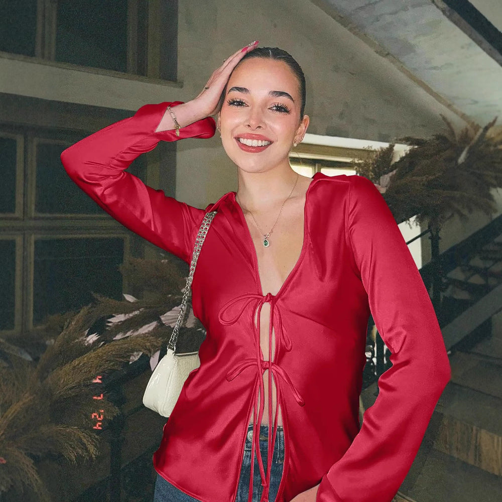 Damen Elegante Bluse mit Laid-Back Schnitt und Raffung Drune