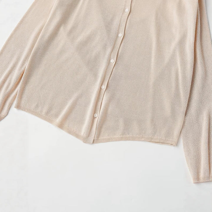 Damen Leichter Strick-Cardigan mit Hemdkragen und Knopfleiste Drune