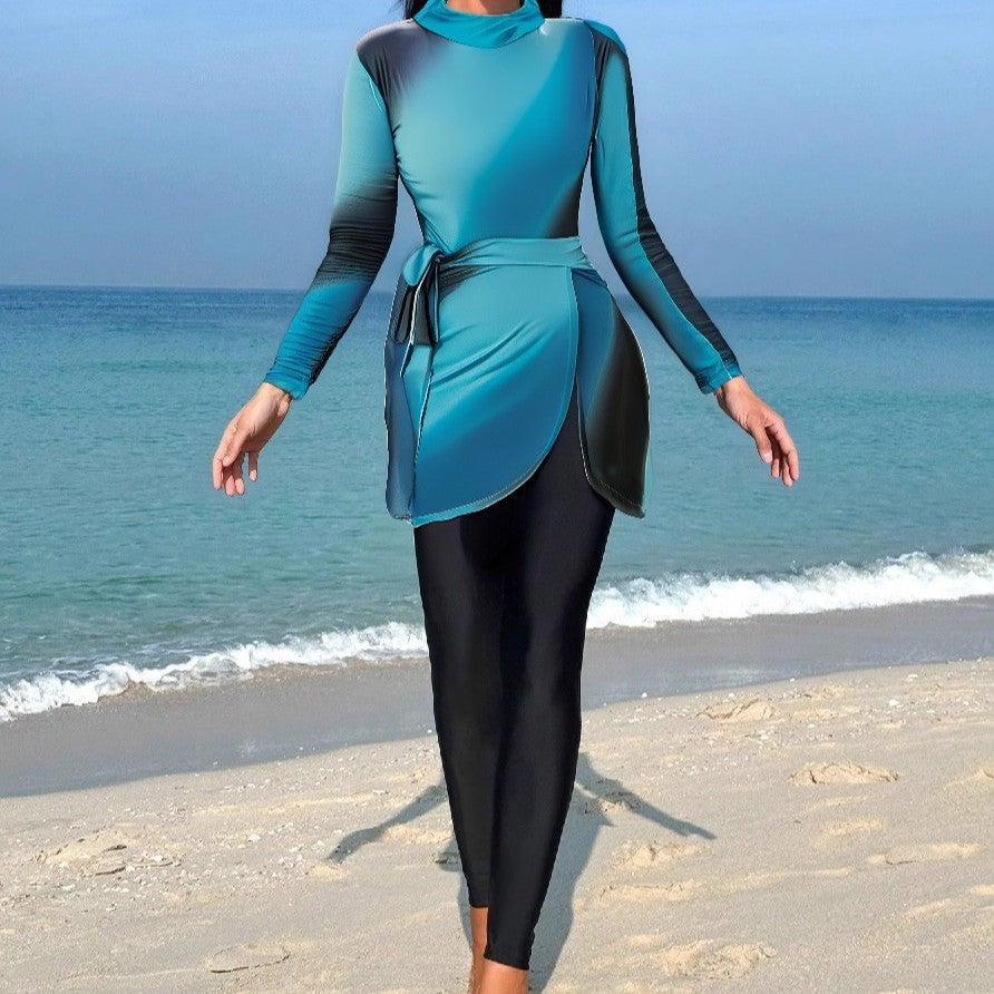 Damen Sportlicher Rashguard mit Wickelrock Drune