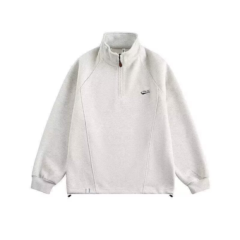 Herren leichter Stehkragen Fleece-Pullover mit halbem Reißverschluss Drune