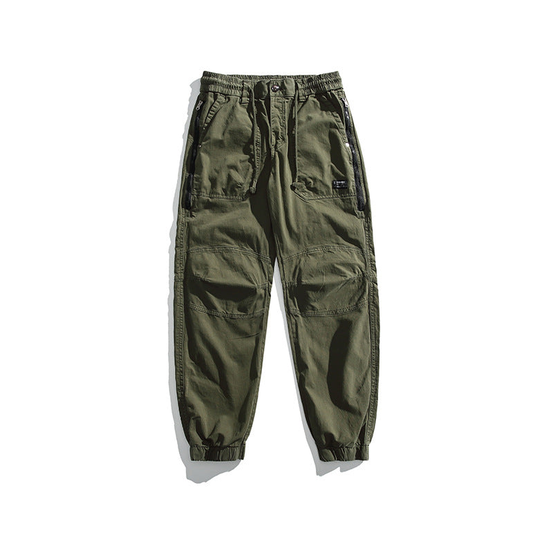 Herren Taktische Utility-Cargohose im Joggerstil mit verstärkten Kniepaneelen, Reißverschlusstaschen und elastischem Bund Drune