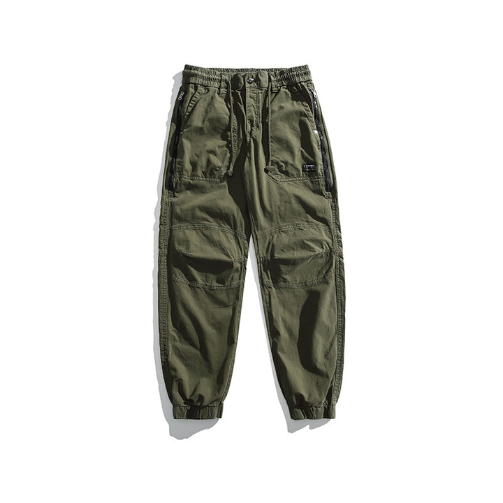 Herren Taktische Utility-Cargohose im Joggerstil mit verstärkten Kniepaneelen, Reißverschlusstaschen und elastischem Bund Drune