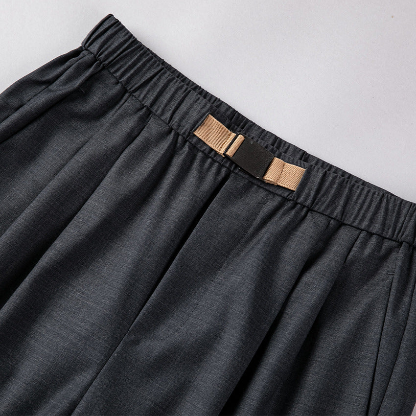Damen Leichte Stoffhose mit elastischem Bund, Bundfalten und geradem Bein Drune