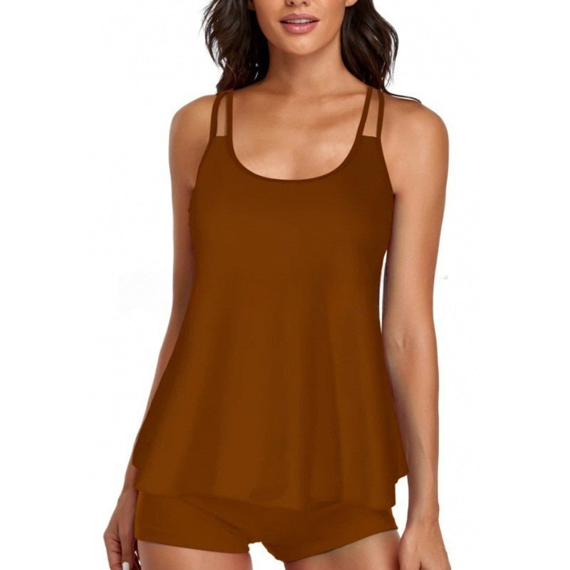 Damen Sportliches Tankini-Set mit bequemem Shorts und verstellbaren Trägern Drune