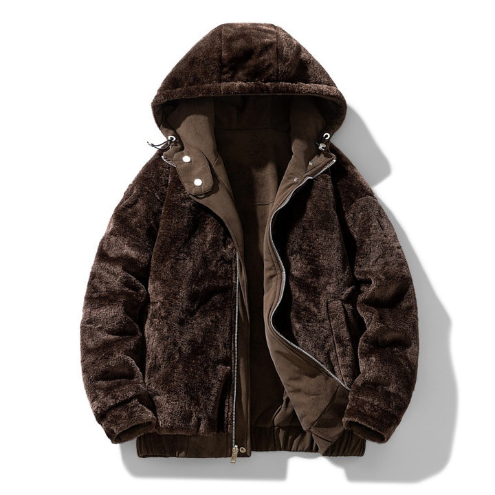 Herren Kapuzenjacke mit Teddyfutter und Kunstveloursoptik Drune