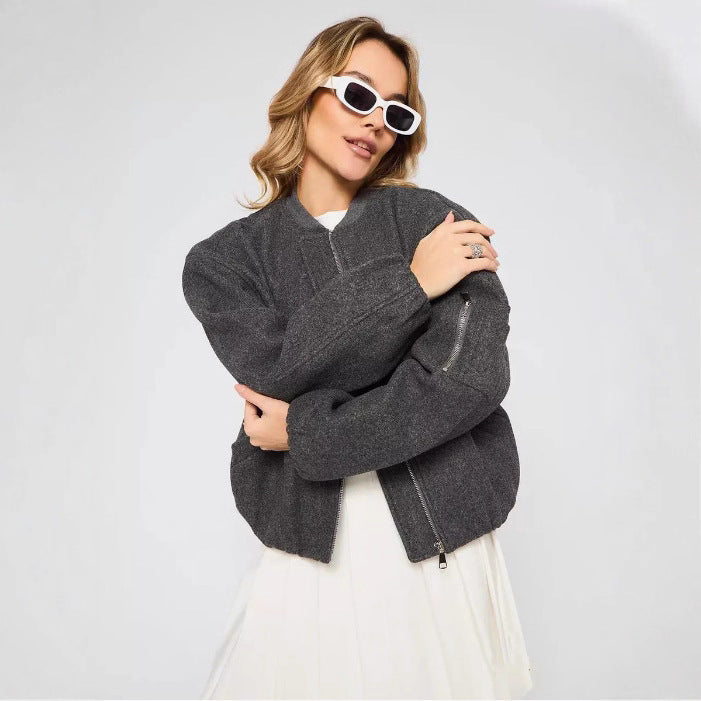Damen modische Puffjacke mit praktischen Reißverschlusstaschen und elastischen Bündchen Drune