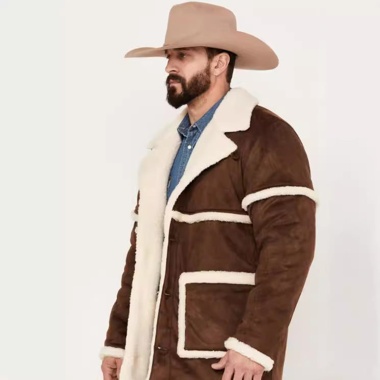 Herren Lammfelljacke mit großem Kragen und praktischen Taschen Drune