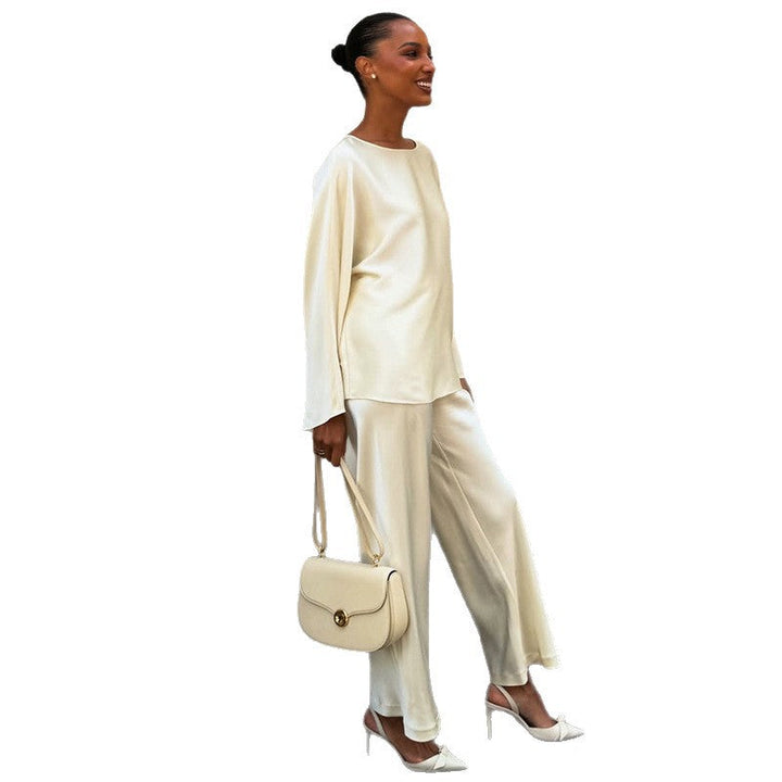 Damen elegante Satin-Loungewear-Kombination Drune