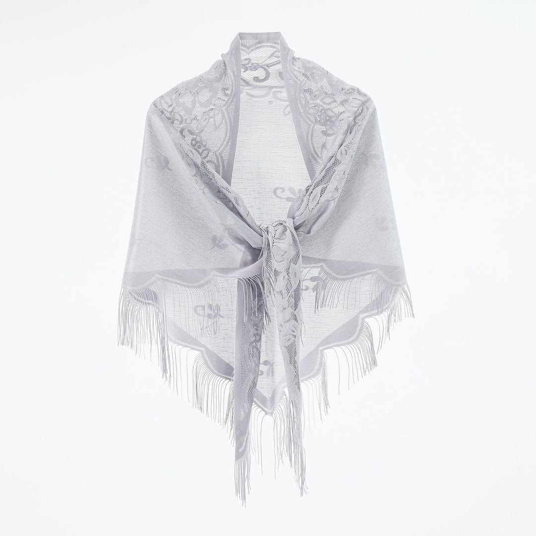 Damen Eleganter Chiffon-Schal mit kunstvollen Fransen Drune