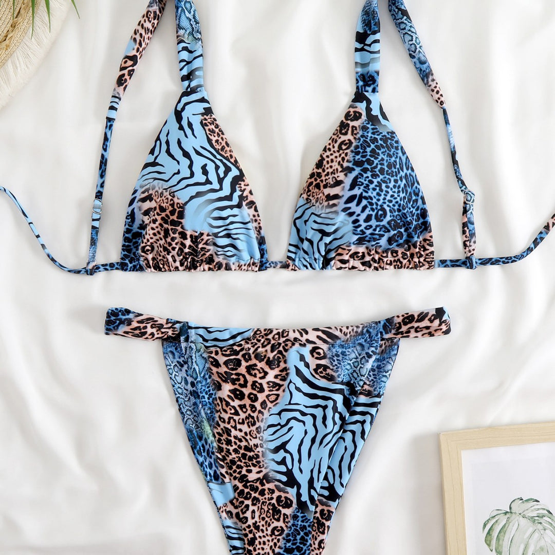 Damen verstellbares Triangel-Bikini-Set mit floralem Muster Drune