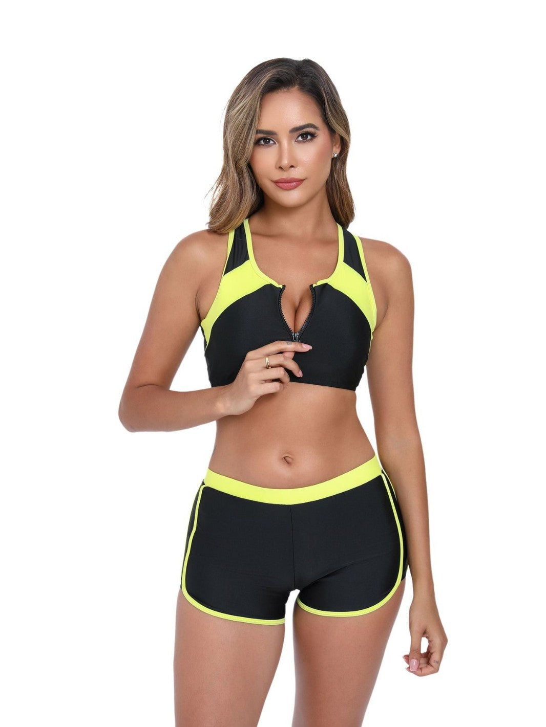 Damen Sportliches Bikini-Set mit funktionalem Reißverschluss Drune