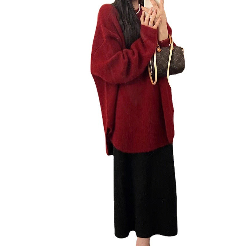 Damen Oversized Weicher Strickpullover Drune