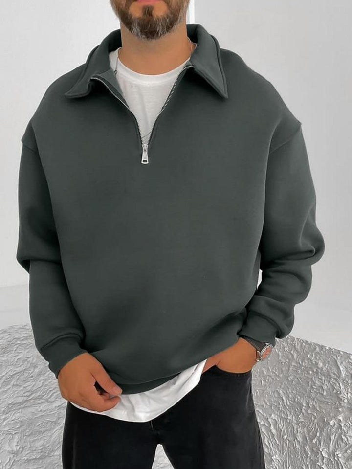 Herren Oversize Halbzip-Sweatshirt mit aufgestelltem Kragen Drune