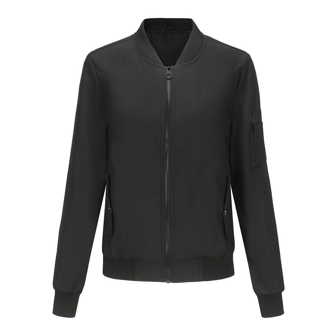 Damen modische Bomberjacke mit praktischen Reißverschlusstaschen und sportlichem Kragen Drune