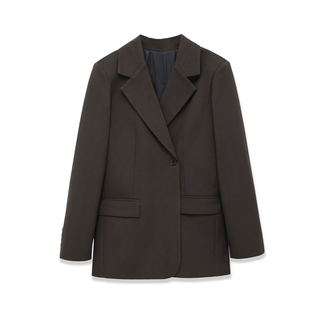Damen nan taillierter Wollmix-Blazer mit strukturierter Schulter, einreihiger Knopfleiste und Pattentaschen Drune