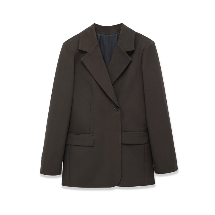 Damen nan taillierter Wollmix-Blazer mit strukturierter Schulter, einreihiger Knopfleiste und Pattentaschen Drune