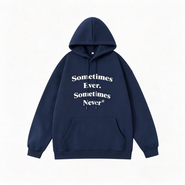 Unisex Oversize-Kapuzenpullover mit Statement-Print und Kängurutasche Drune