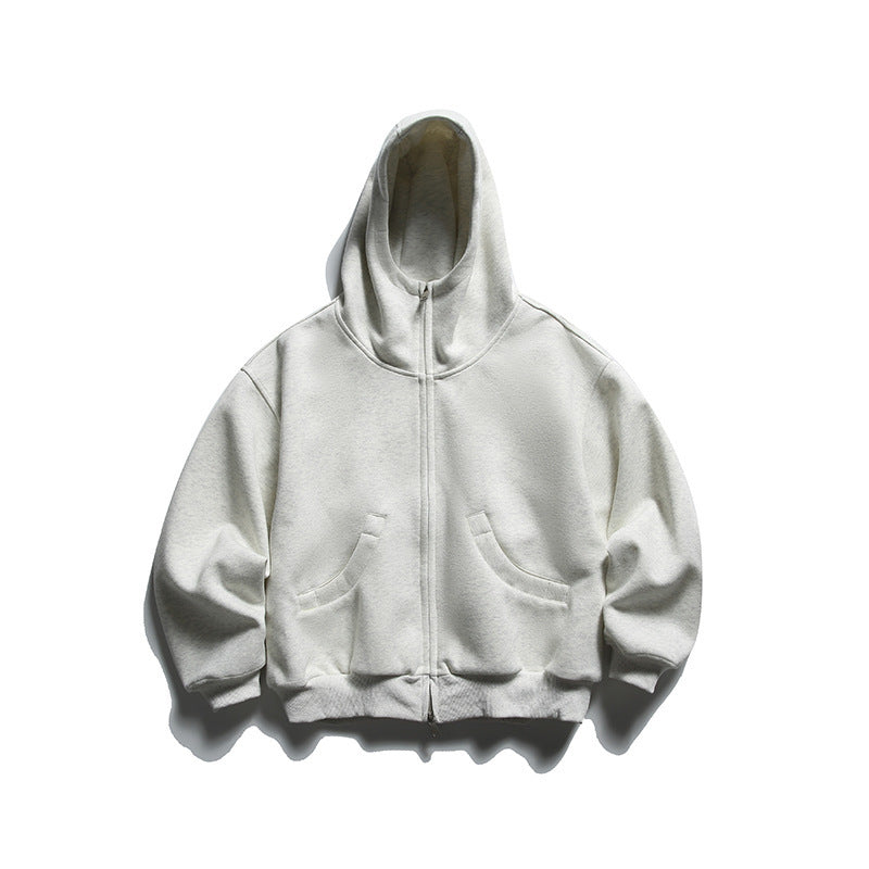 Unisex Oversize Zip-Hoodie mit hohem Kragen und Kängurutaschen Drune