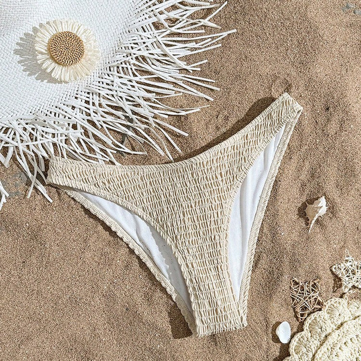 Damen Hochgeschnittene Bikinihose mit Raffung Drune